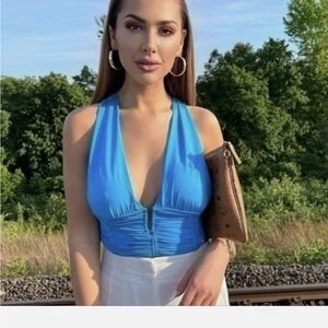 Zara Vibrant Blue Crop Top